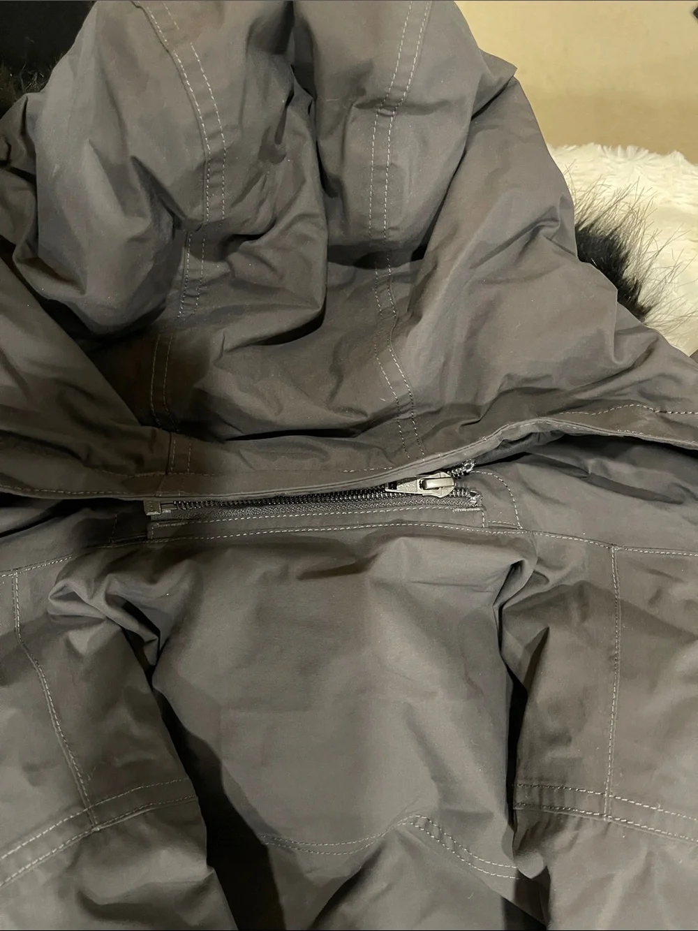 The North Face Kids' Parka Jacket - Charcoal Gray with Faux-Fur Hood